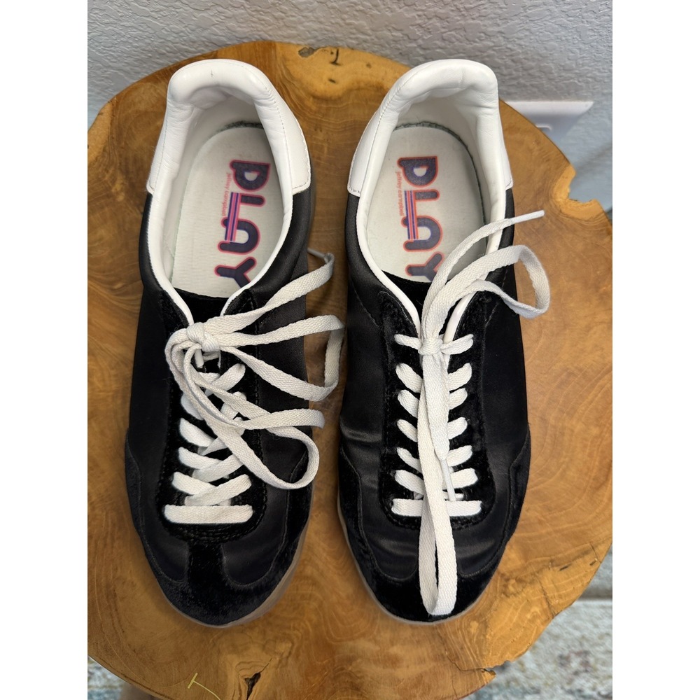 PLAY By JEFFREY CAMPBELL Keys Sz 7 Black Velvet Satin Mix Sporty Casual Shoes